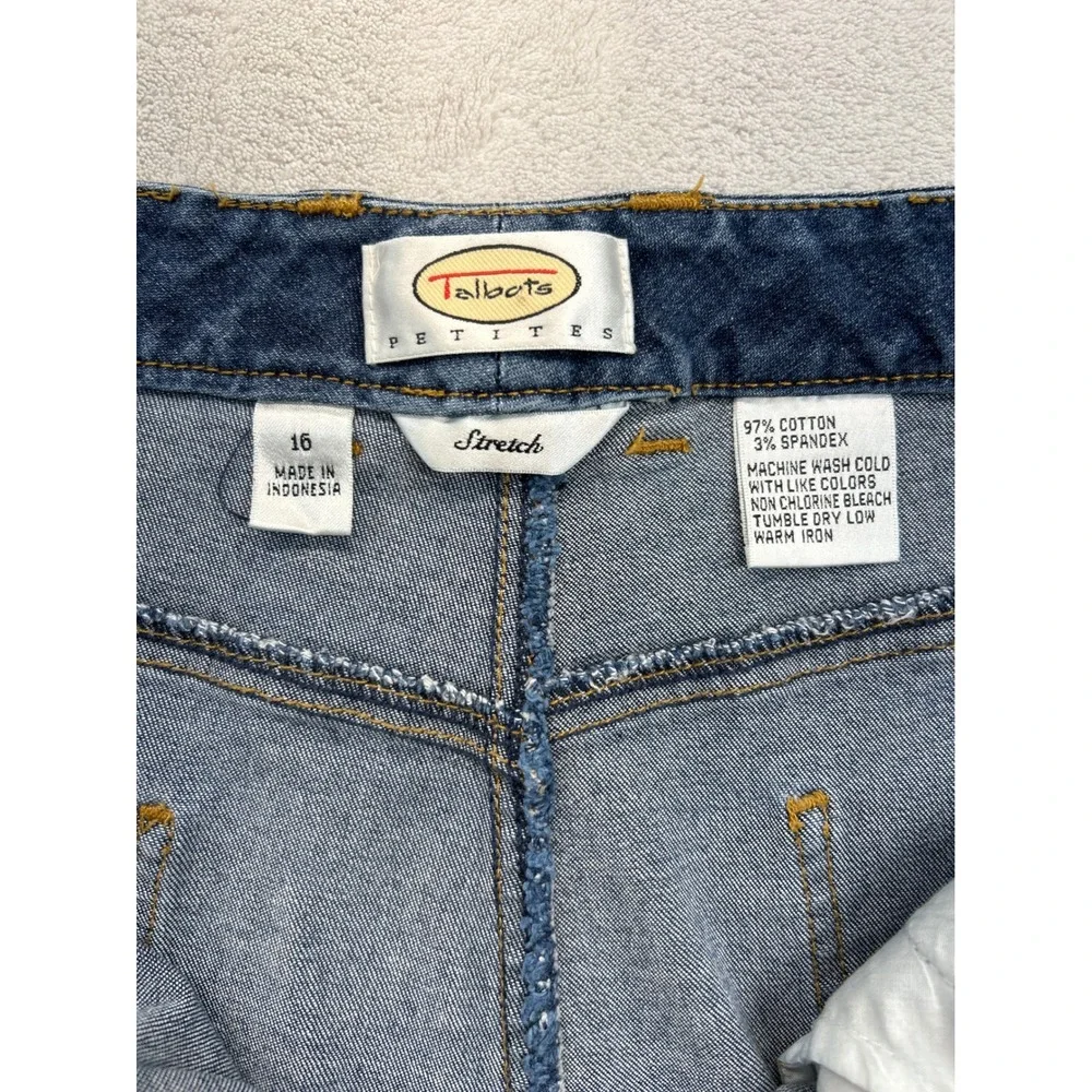Talbots Jeans Womens 16P Blue Petites Stretch Tapered Leg High Rise Mom Classic